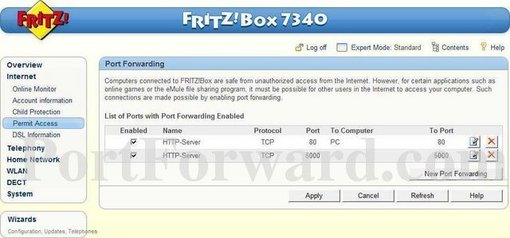 FRITZ BOX WLAN 7330 Router Open Port Guide