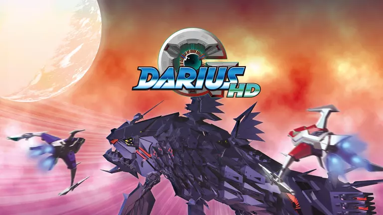 G Darius HD game art showing ships flying around an enemy.
