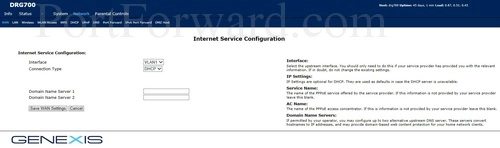 Genexis DRG716 Internet Service Configuration