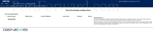 Genexis DRG717 Port Forwarding Configuration