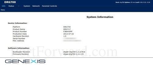 Genexis DRG717 System Information