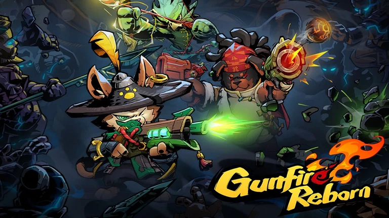 Gunfire Reborn artwork featuring Crown Prince, Ao Bai, and Qing Yan surrounded by enemies