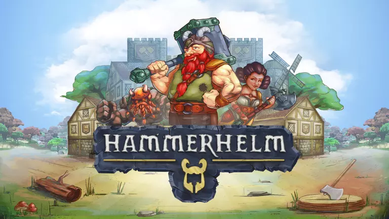 HammerHelm game art showing characters with a castle in the background.