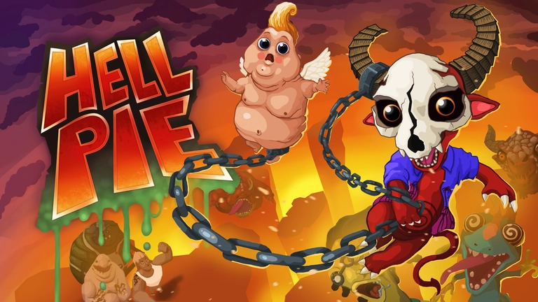 Hell Pie artwork featuring Nate the demon and Nugget the angel