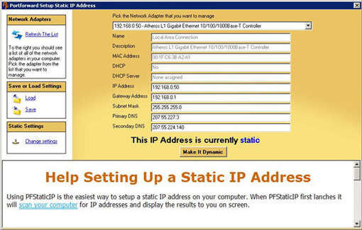 Free Software to Setup a Static IP Address