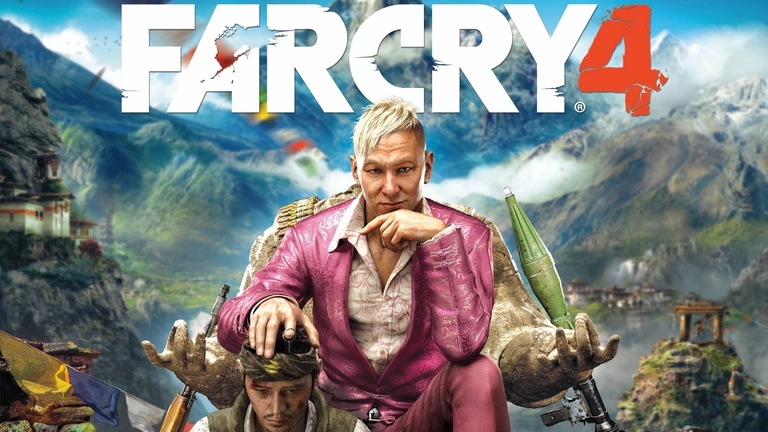 Far Cry 4 game art showing a character wearing a pink suit.