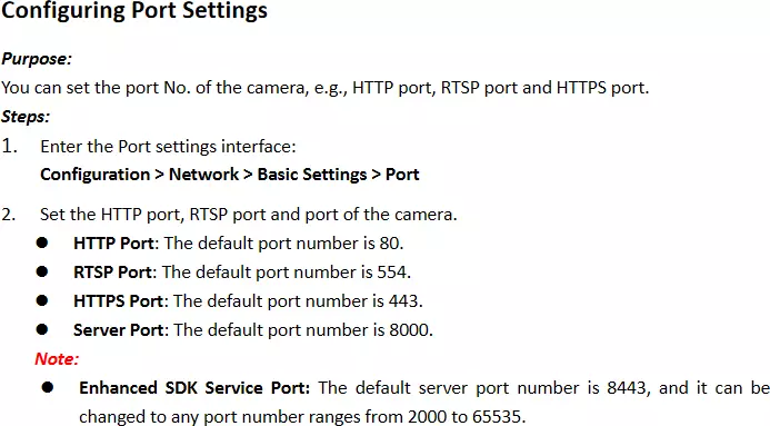 Hikvision DS 2DE2A404IW DE3 Configure Port Settings screenshot