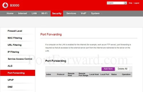 Huawei B3000 - Vodafone Port Forwarding