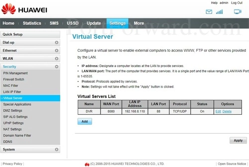 Huawei B315s-22 Virtual Server