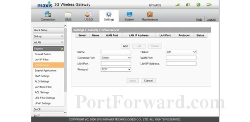 Huawei B681 port forward