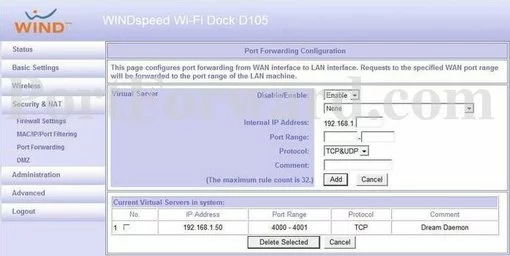Huawei D105 port forward
