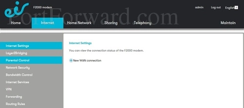 Huawei F2000 Internet Settings