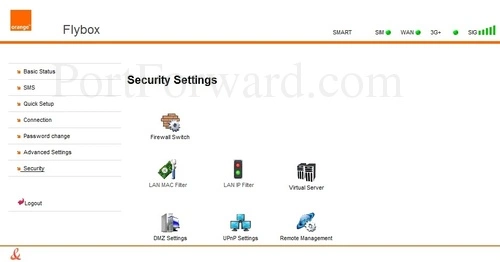 Huawei B970 - Orange Flybox Security Settings