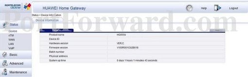 Open Ports On The Huawei HG655b Router