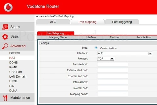 Huawei HG685c_-_Vodafone Port Mapping