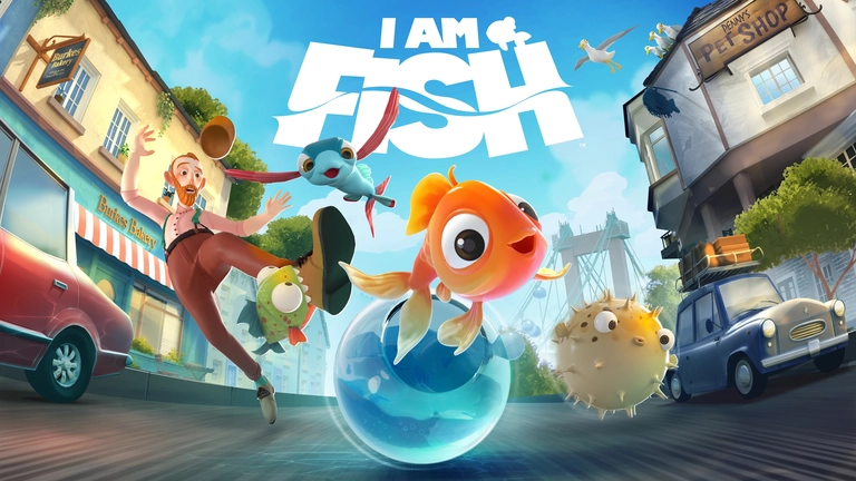 I Am Fish characters escaping from a fish bowl.