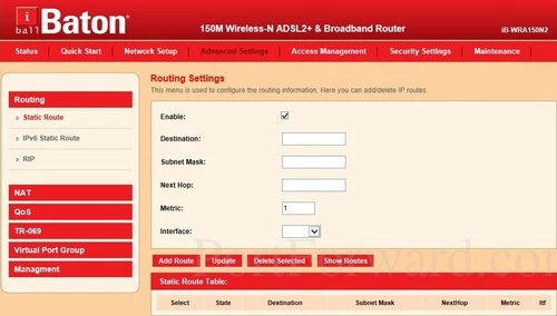 iBall iB-WRA150N2 Static Route