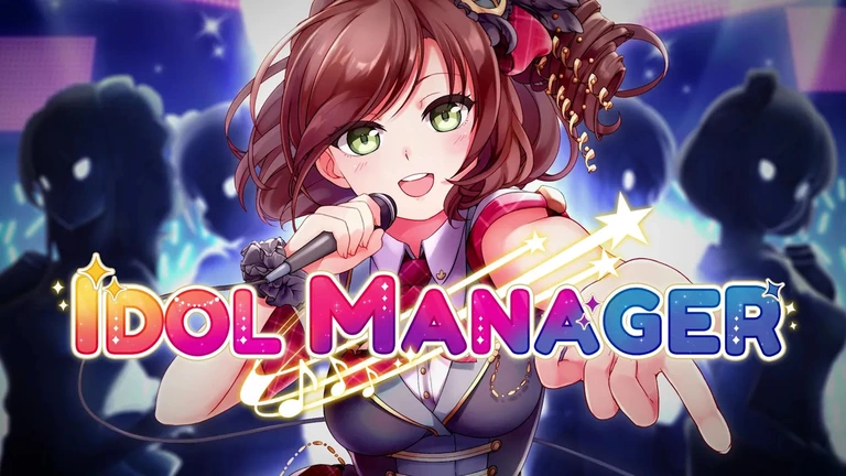 Idol Manager game art showing a singer with a microphone.