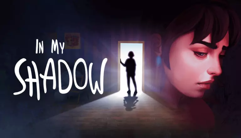In My Shadow game artwork featuring Bella opening the door to a room