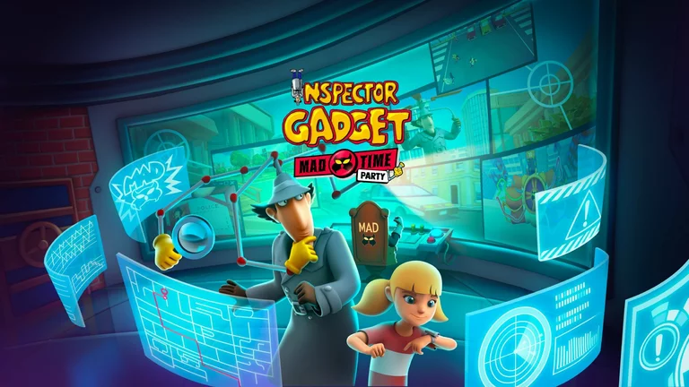 Inspector Gadget: Mad Time Party game cover artwork featuring the inspector and his niece Penny
