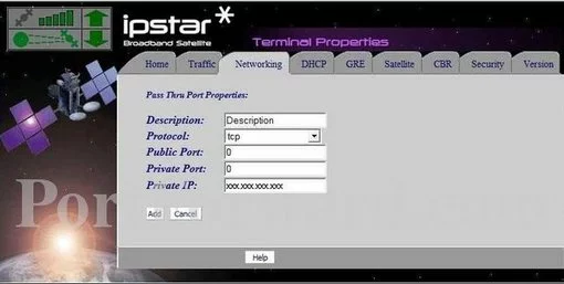 IPSTAR IPSTAR_SatelliteModem port forward