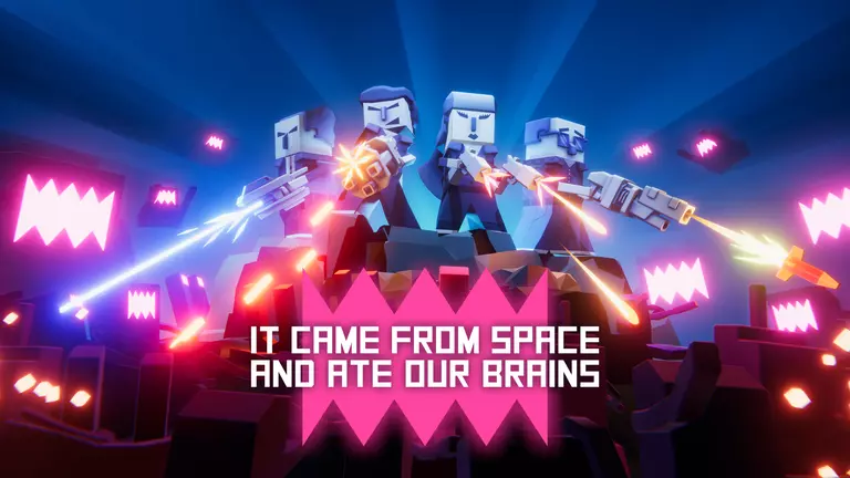 It Came From Space and Ate Our Brains game characters blasting their weapons.