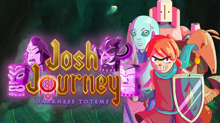 Josh Journey: Darkness Totems artwork featuring the characters Josh, Melina, Farquol, and Z.O.Z.