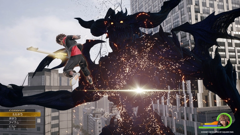 Kingdom Hearts IV 4 screenshot featuring Sora in combat with a Heartless