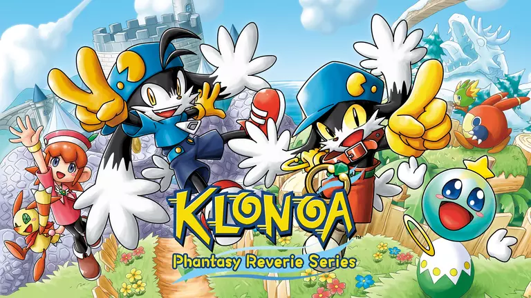 Klonoa Phantasy Reverie Series artwork featuring Klonoa, Lolo, Popka, and Huepow