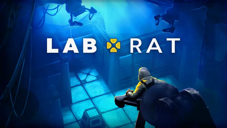 Lab Rat game art showing player suspended above a room with a big x marked on the floor.