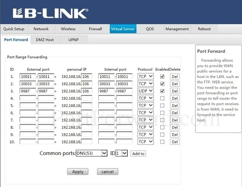 LB-Link BL-WR3000 Port Forward