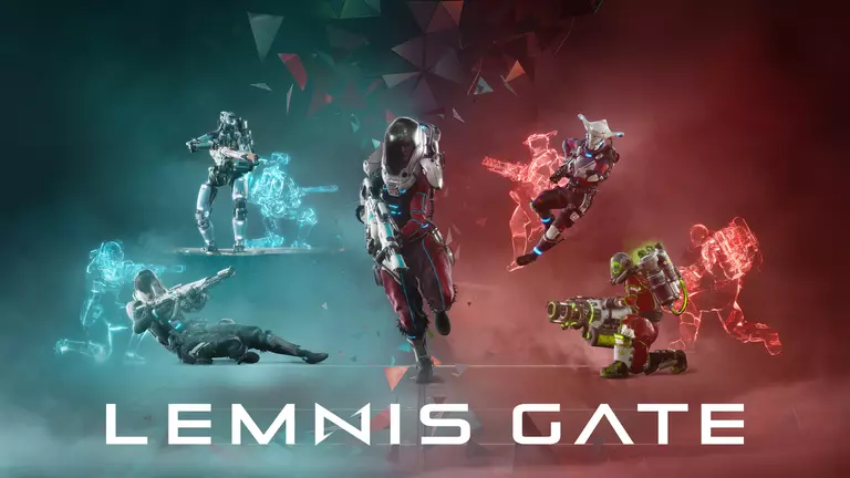 Lemnis Gate game art showing players with their weapons.