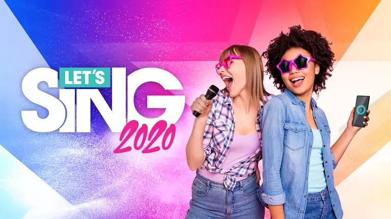 Let's Sing 2020 singers holding a microphone and a music player.