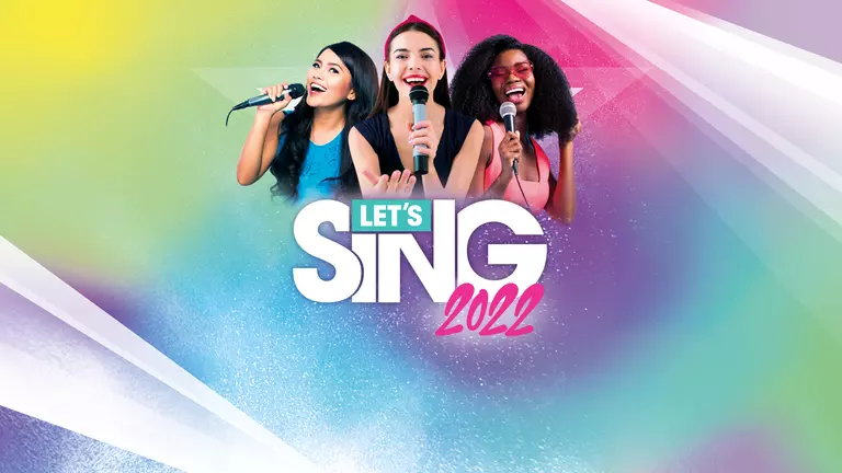 Let's Sing 2022 cover art featuring a trio of girls singing with microphones