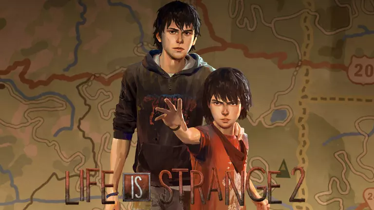 Life Is Strange 2 game cover artwork featuring brothers Sean and Daniel
