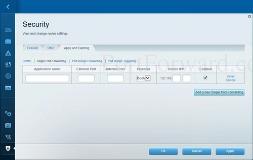 Linksys E4200 Single Port Forwarding