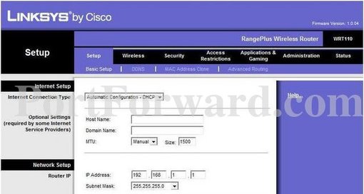 linksys router port forwarding