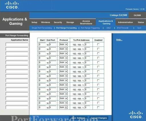 Linksys X2000 port forward