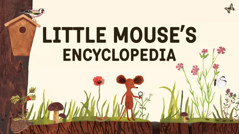 Little Mouse's Encyclopedia game art showing a mouse with a magnifying glass.