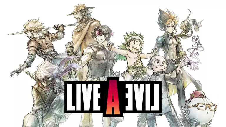 Live A Live game artwork featuring a cast of characters