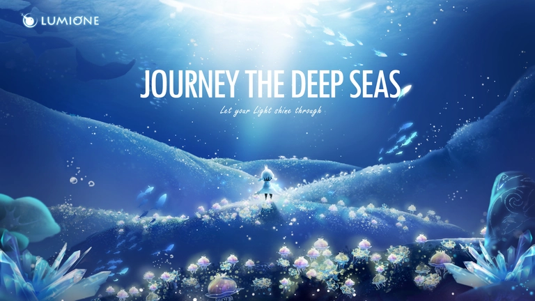 Lumione Journey the Deep Seas game art showing a player in the ocean.