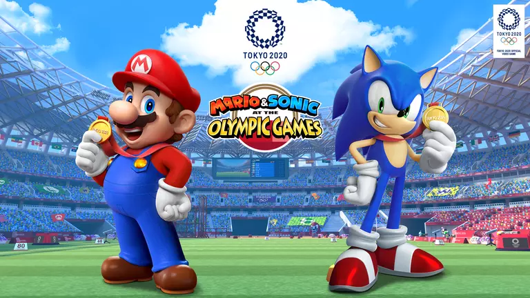 Mario & Sonic at the Olympic Games: Tokyo 2020 holding medals.