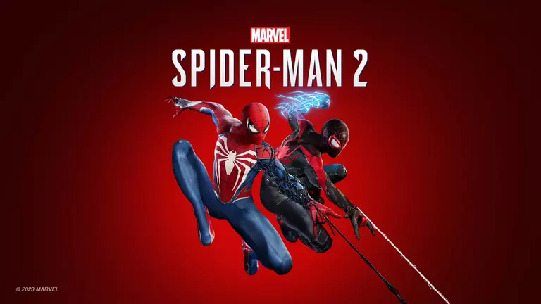 Marvel game art showing spider-man fighting an enemy.