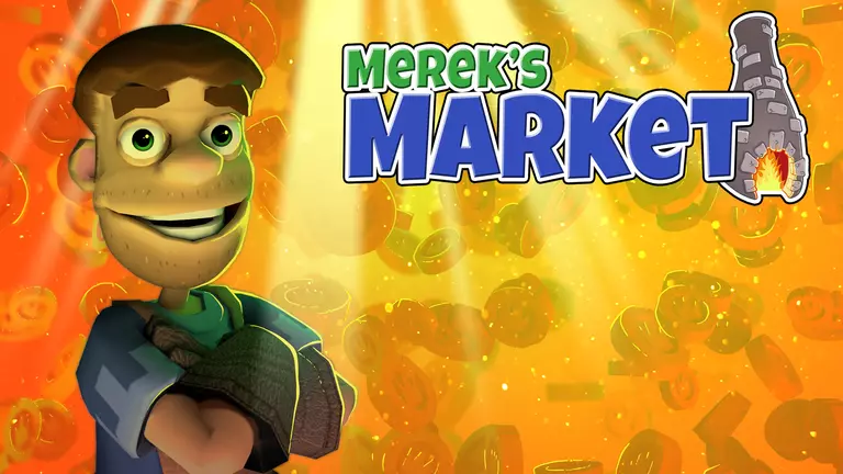 Merek's Market game art showing character with a forge in the background.