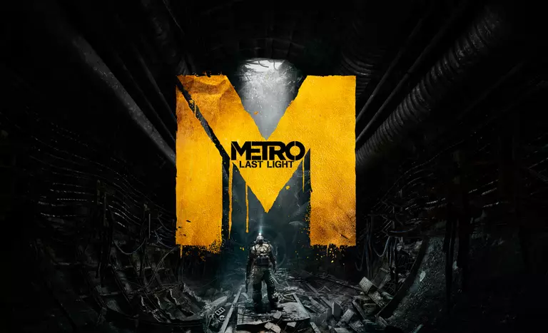 Metro: Last Light game art showing a player inside a the demolished tunnels of the Metro.