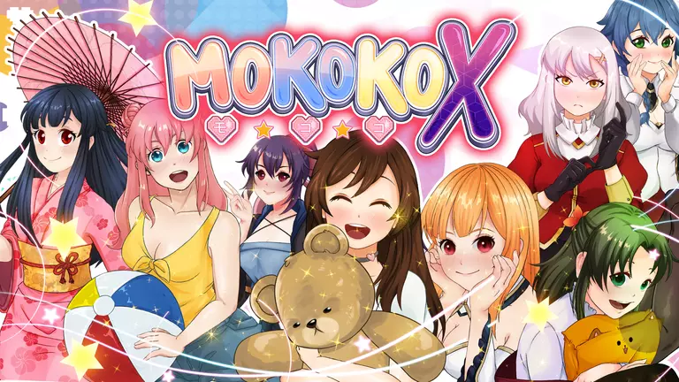 Mokoko X game cover artwork featuring various characters