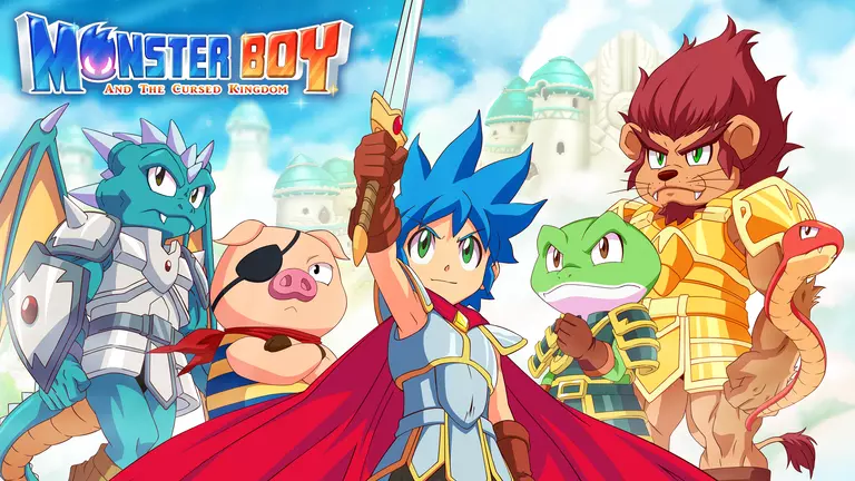 Monster Boy and the Cursed Kingdom artwork featuring Jin and his various forms
