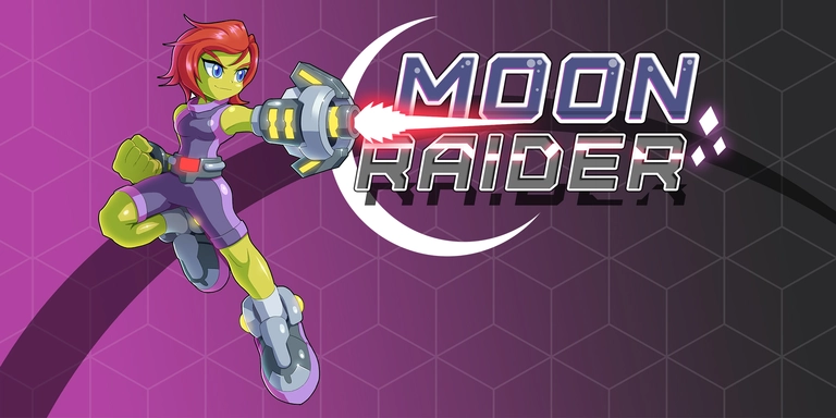 Moon Raider game art showing a player shooting a weapon.