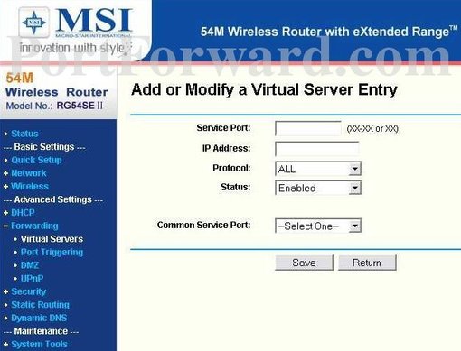 Router msi rg54se