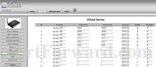MSI RG60G port forward